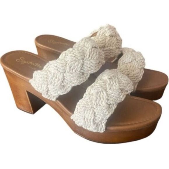 Seychelles Anthropologie Natural Braided Block Heeled Sandals Women’s Size 10 - Picture 1 of 8